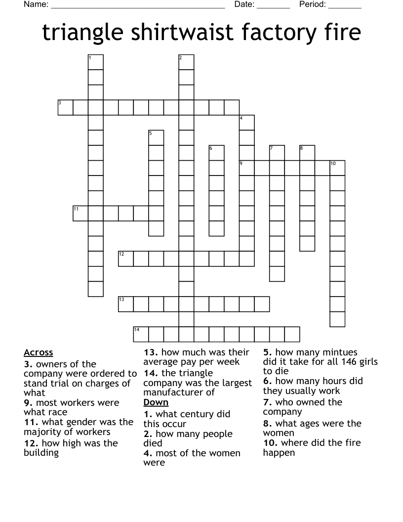 triangle shirtwaist factory fire Crossword