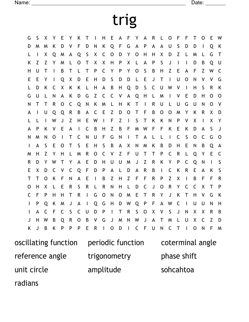 trig Word Search
