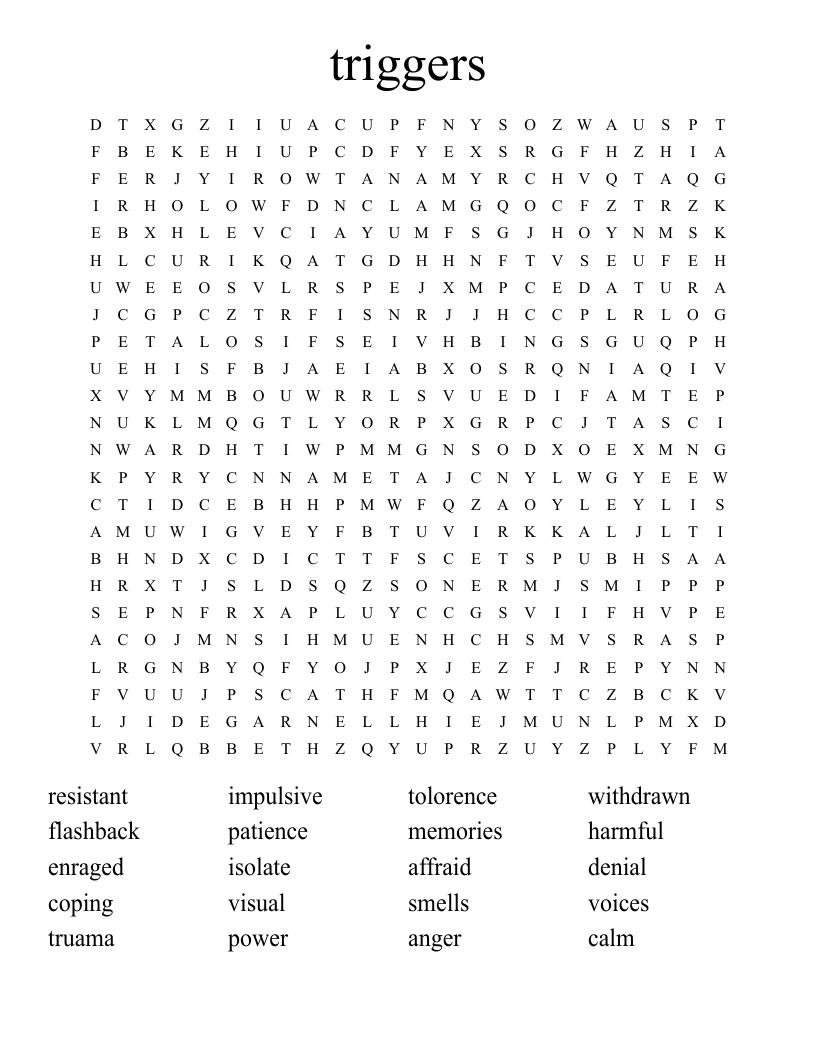 triggers Word Search