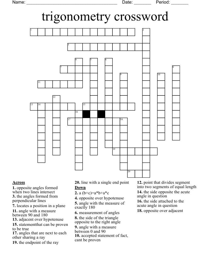 trigonometry crossword