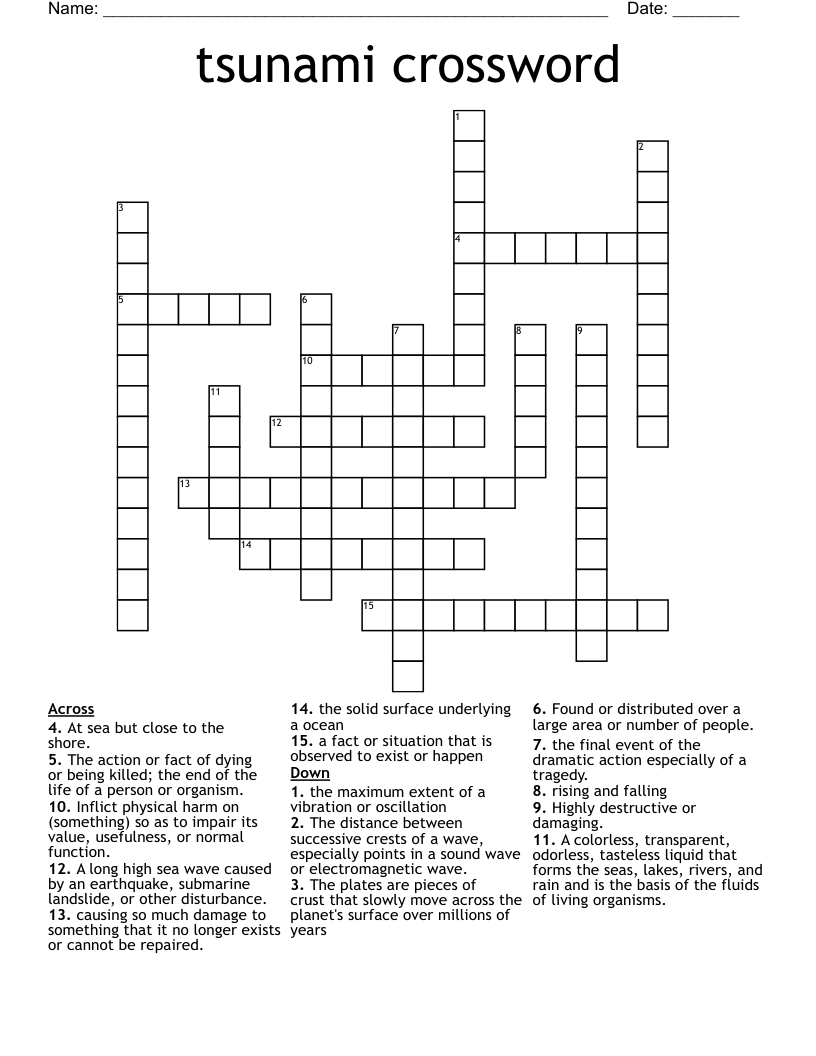 tsunami crossword