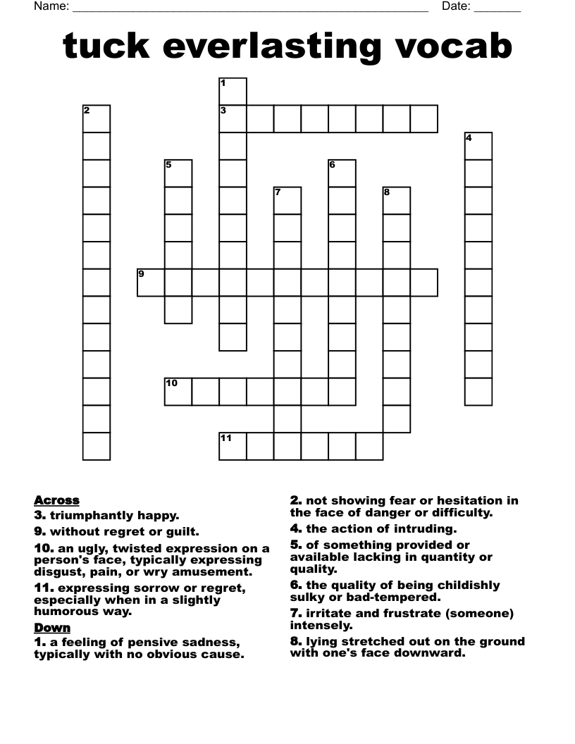 tuck everlasting vocab Crossword