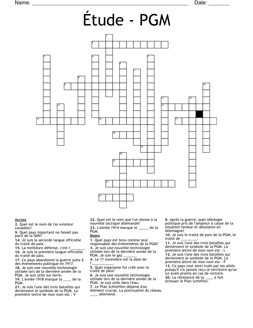 Étude - PGM Crossword