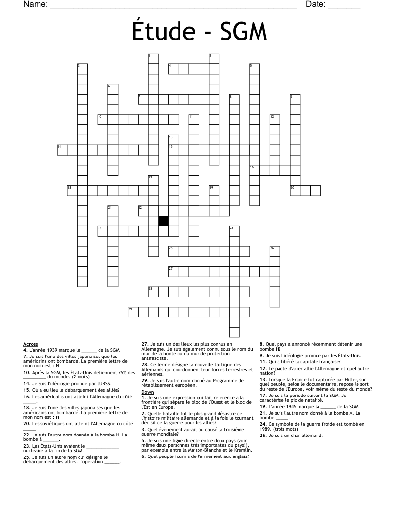 Étude - SGM Crossword