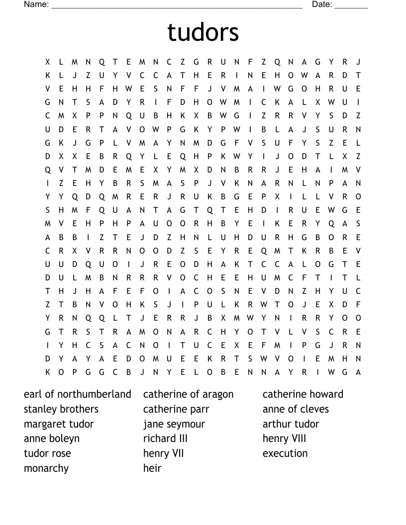 tudors Word Search