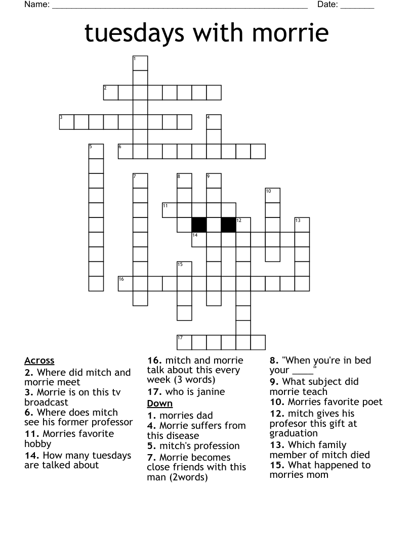 tuesdays with morrie Crossword