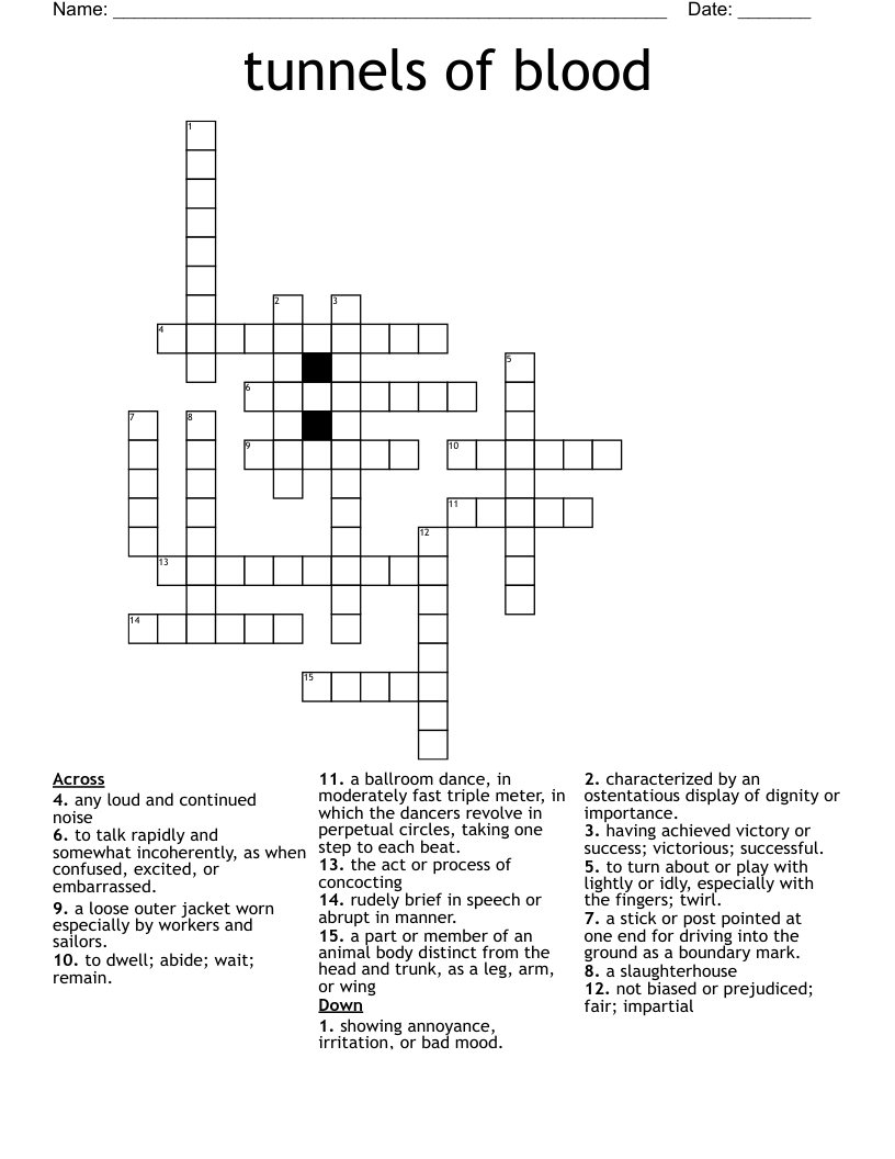tunnels of blood Crossword