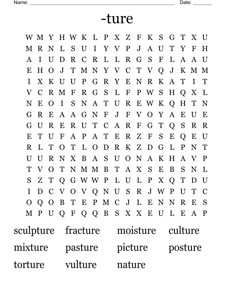 -ture Word Search