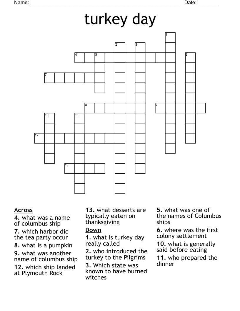 turkey day Crossword