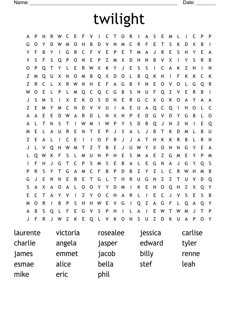 twilight Word Search