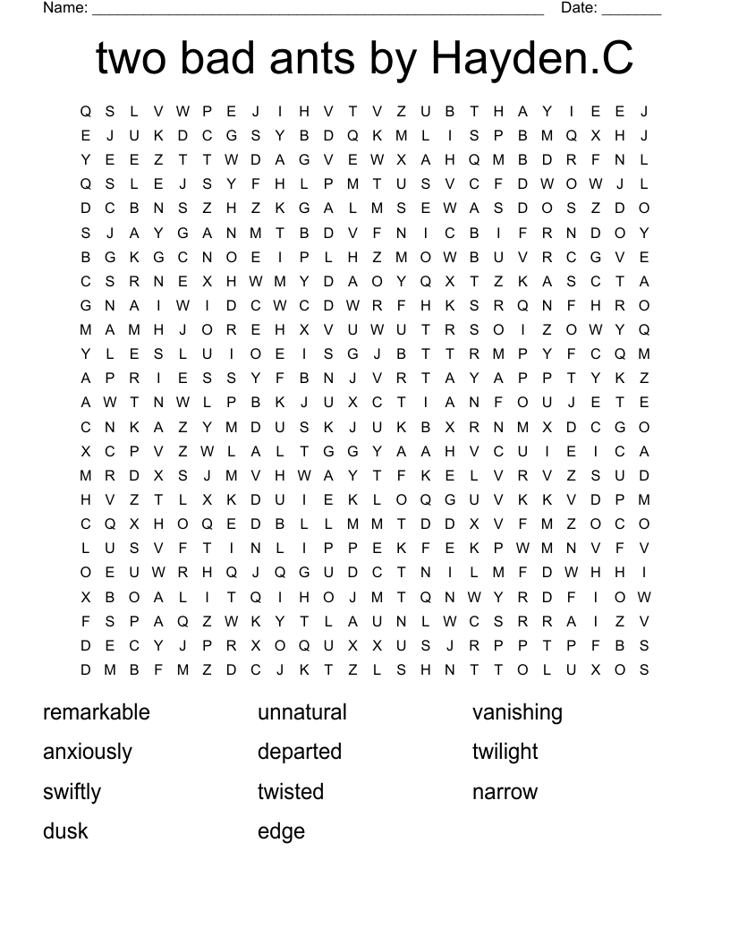 two bad ants by Hayden.C Word Search