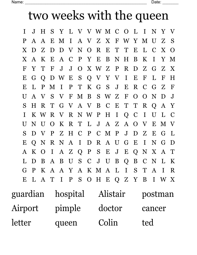 two weeks with the queen Word Search