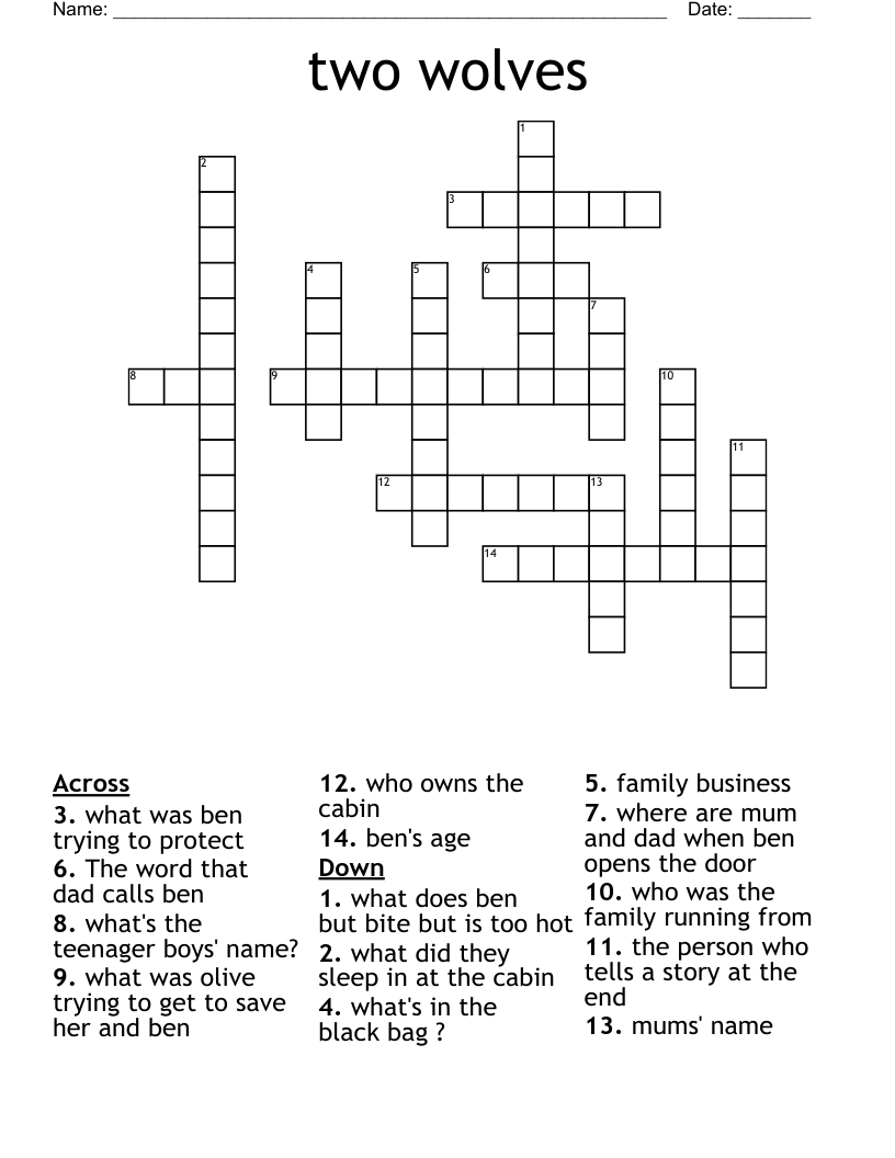 two wolves  Crossword