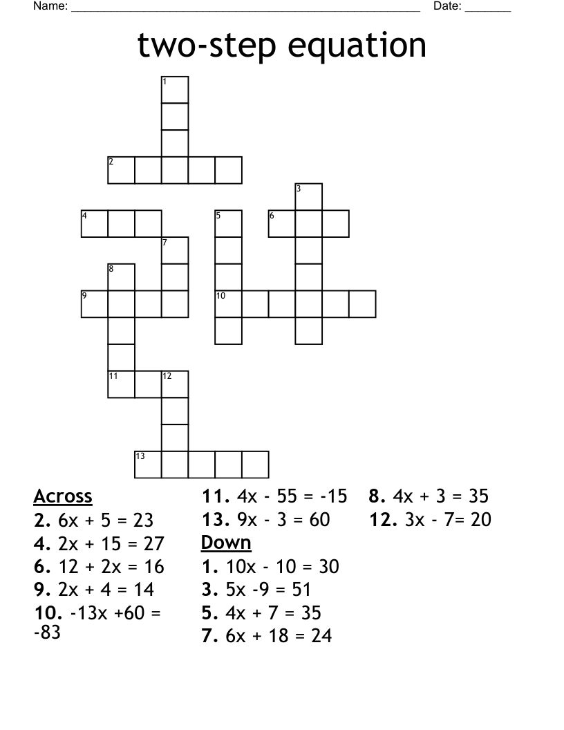 two-step equation Crossword
