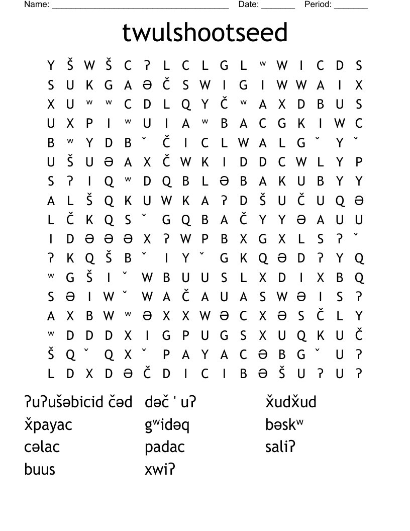 twulshootseed  Word Search