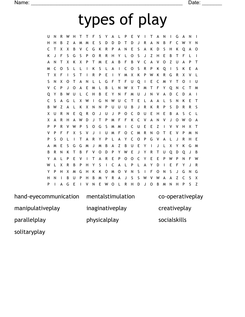 types of play Word Search