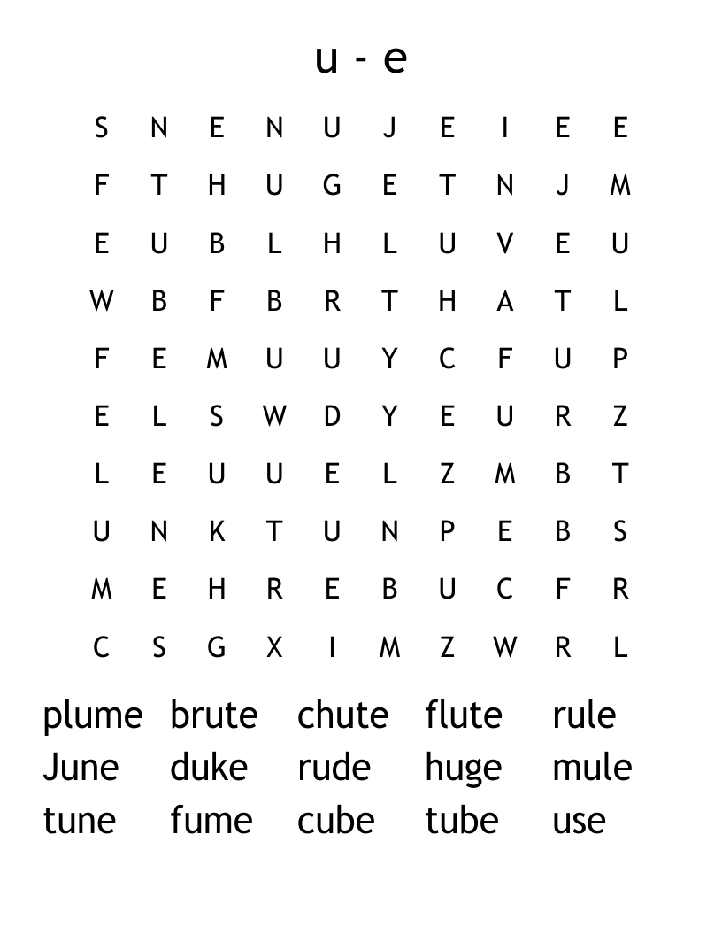 u - e Word Search