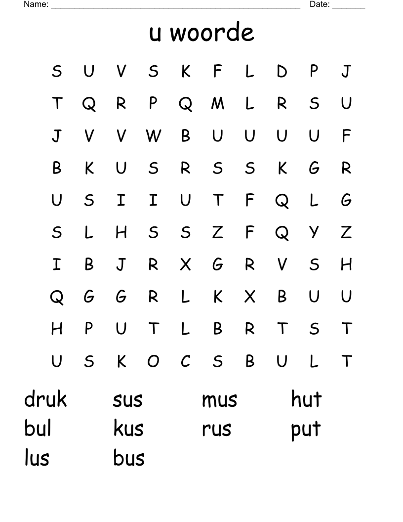 u woorde Word Search