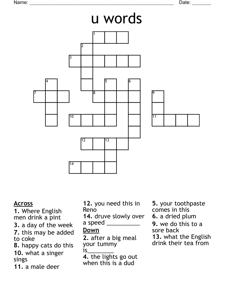 u words Crossword