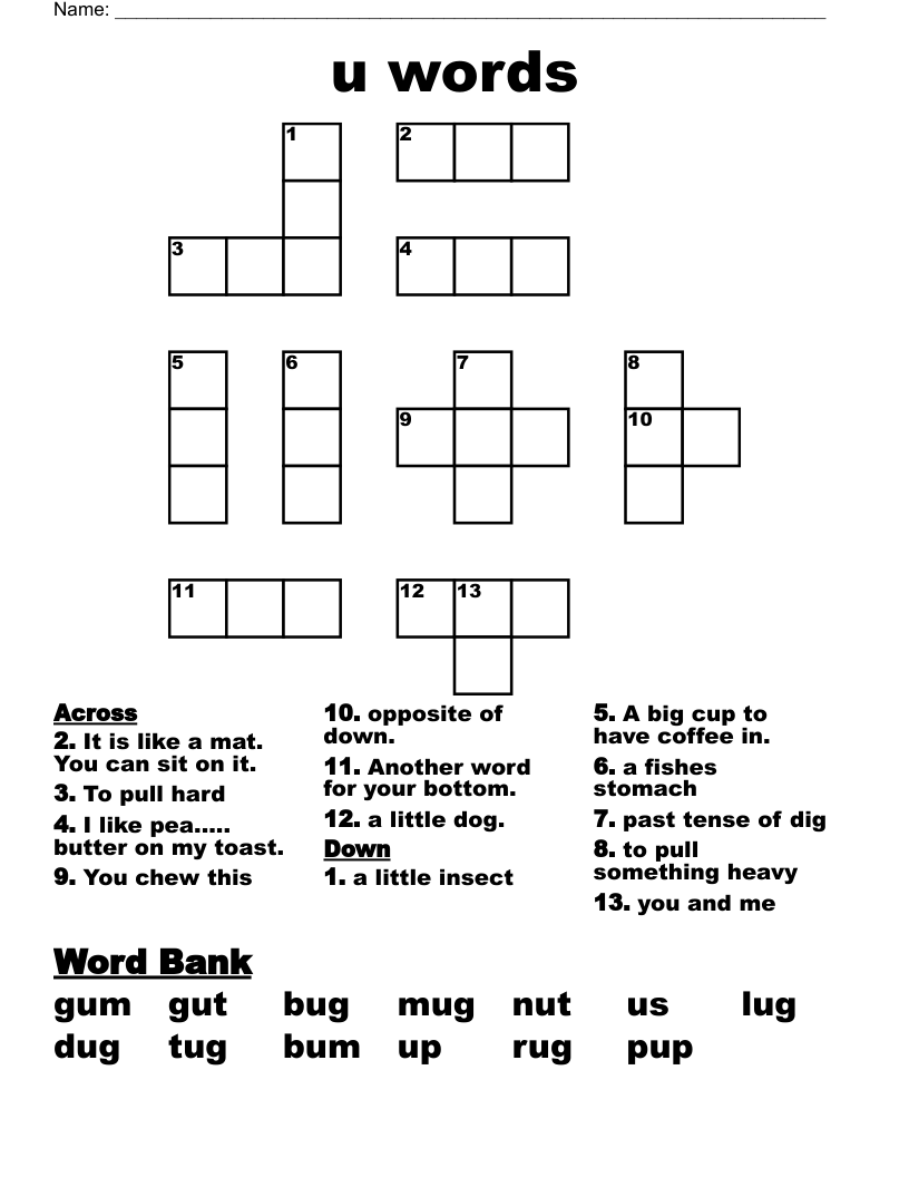 u words Crossword