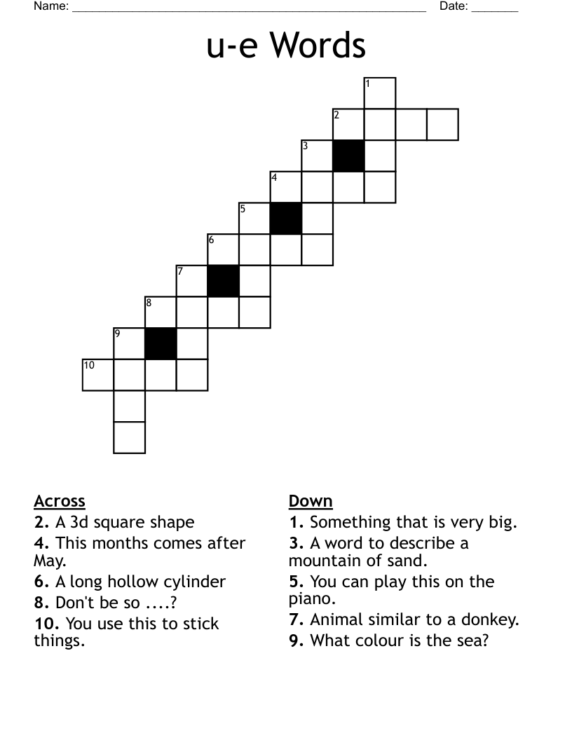 u-e Words Crossword