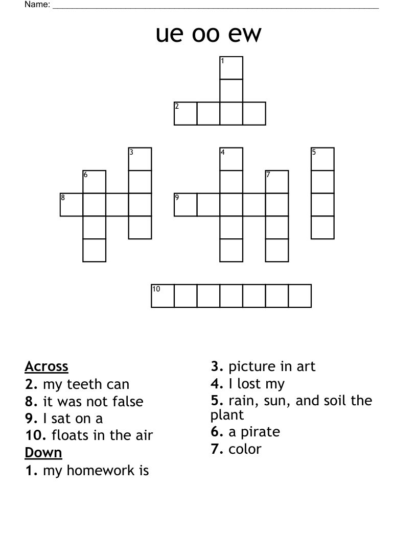ue  oo  ew Crossword