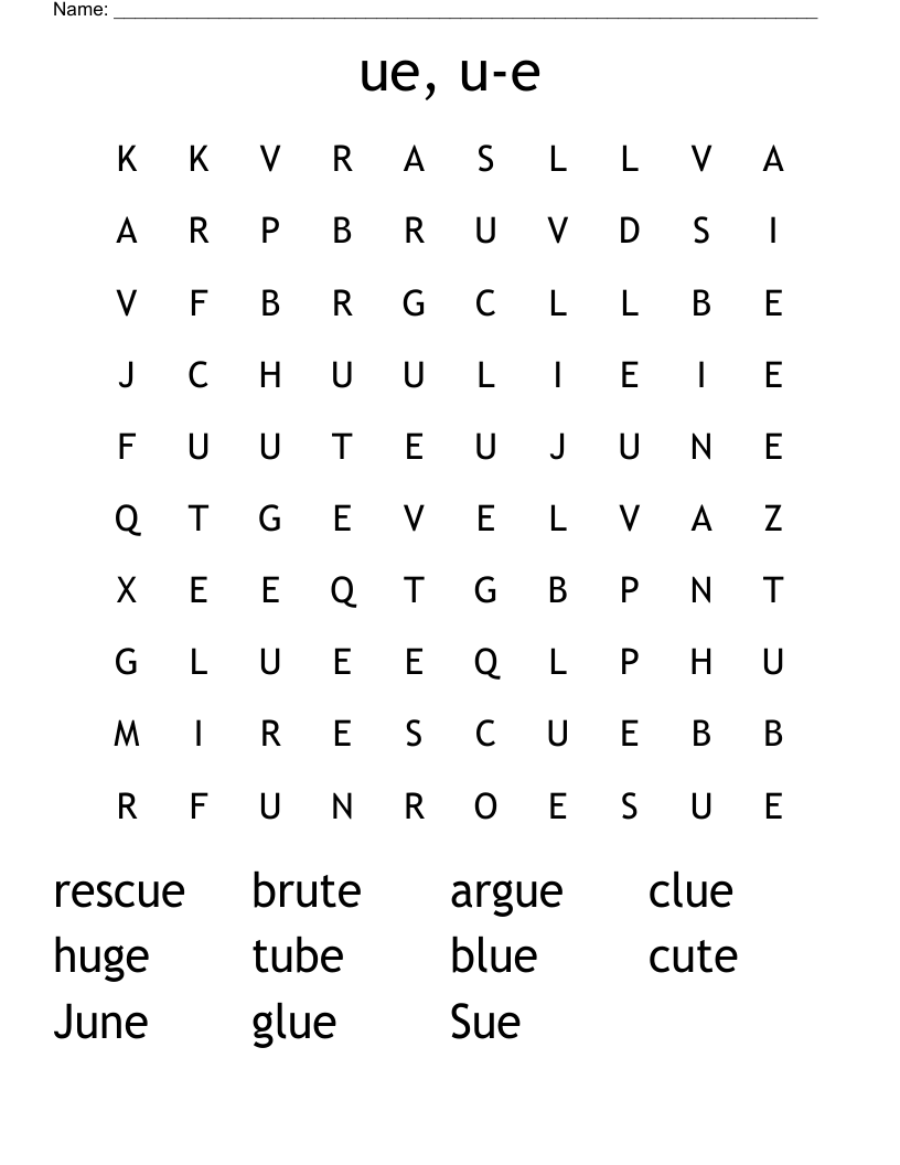 ue, u-e Word Search