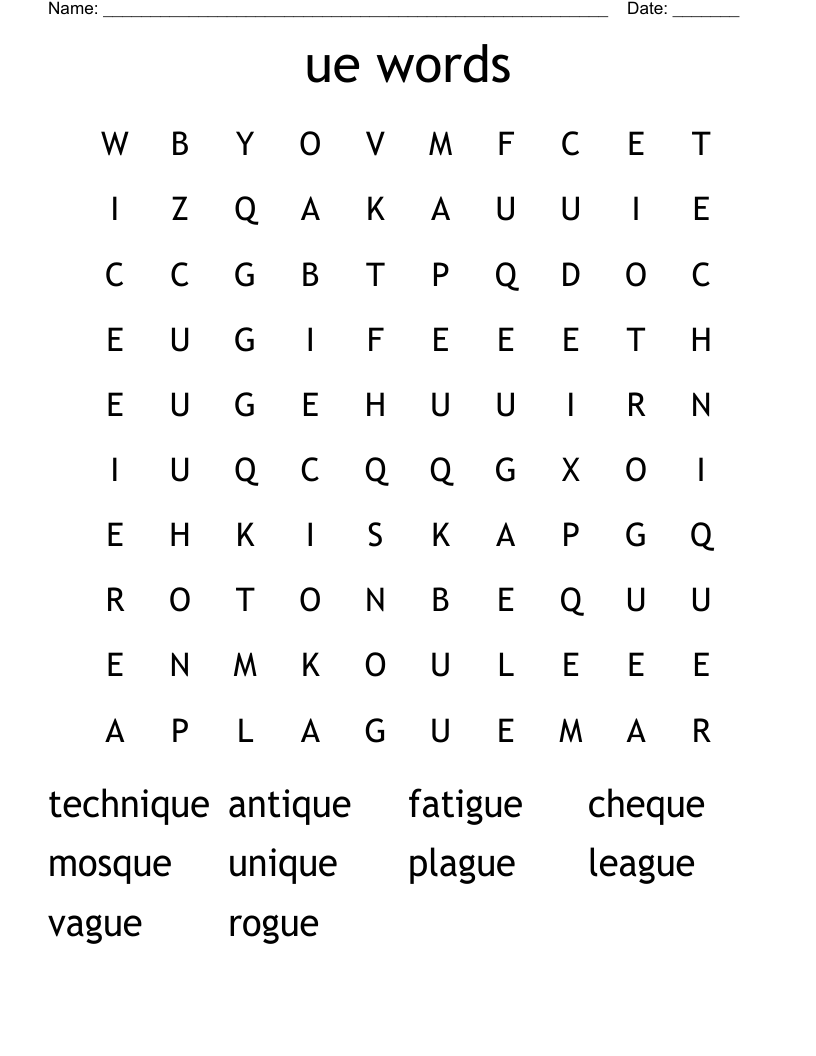 ue words Word Search