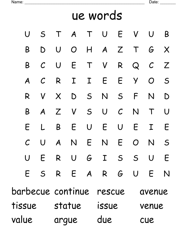 ue words Word Search