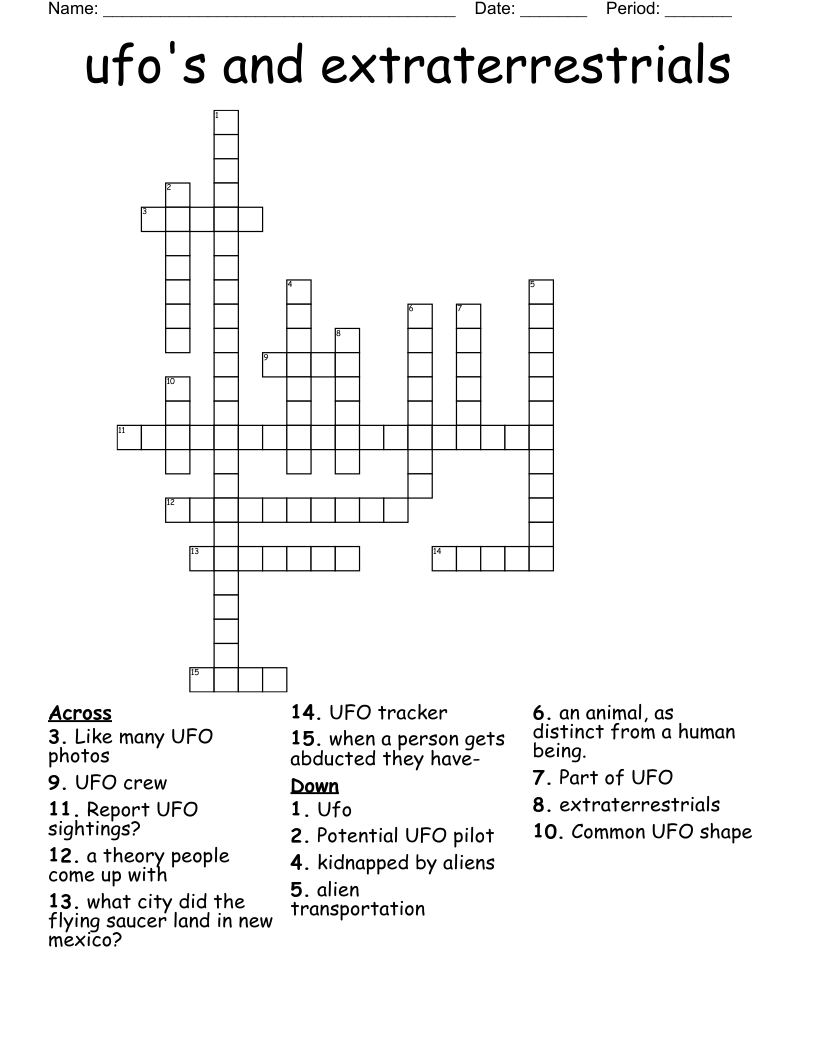 ufo's and extraterrestrials Crossword