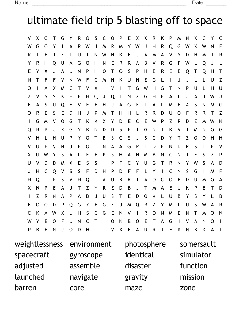 ultimate field trip 5 blasting off to  space Word Search