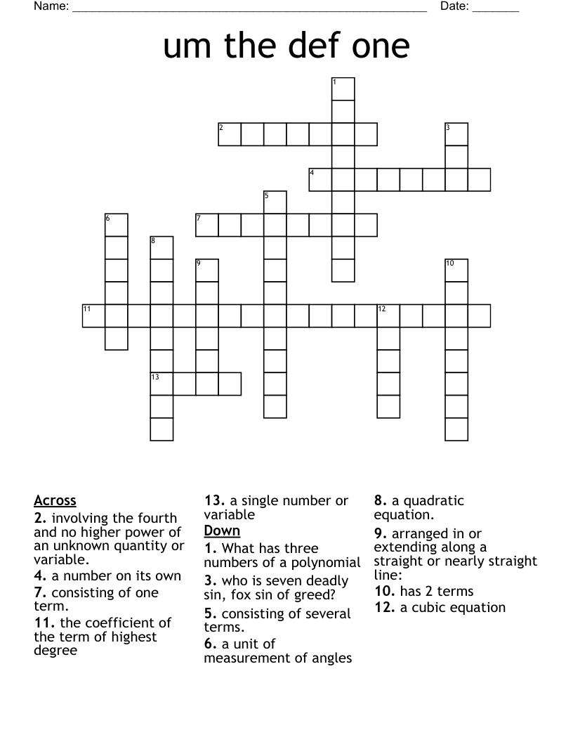 um the def one Crossword