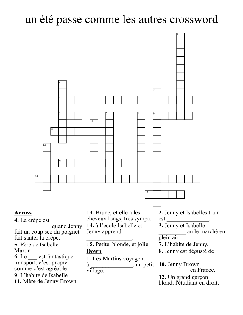 un été passe comme les autres crossword