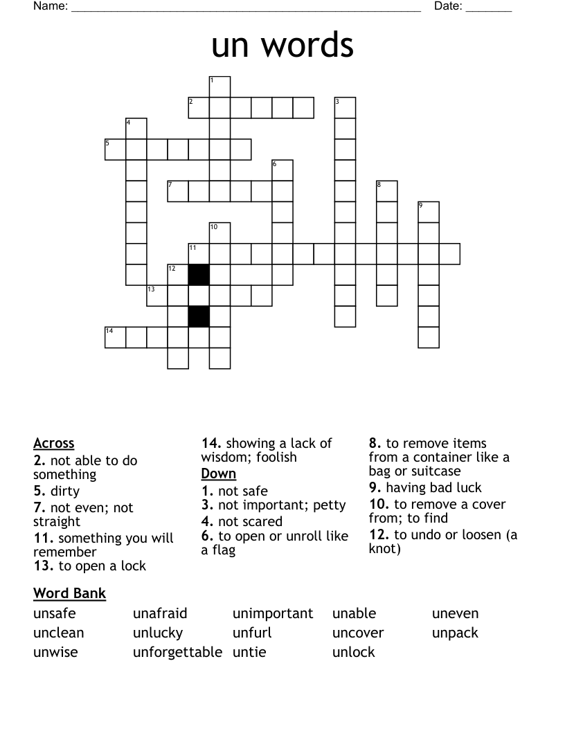 un words Crossword