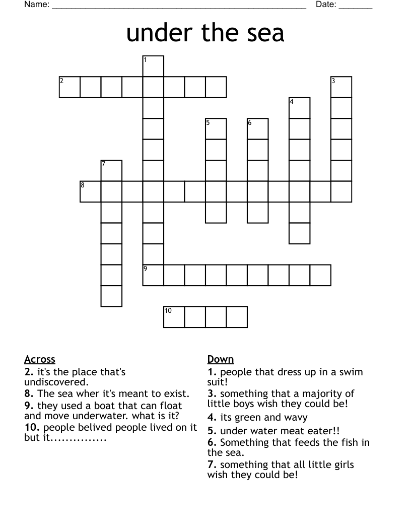 under the sea Crossword