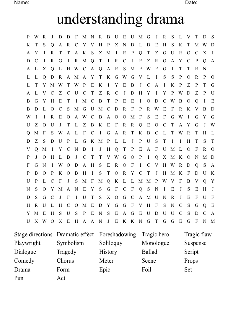 understanding drama Word Search