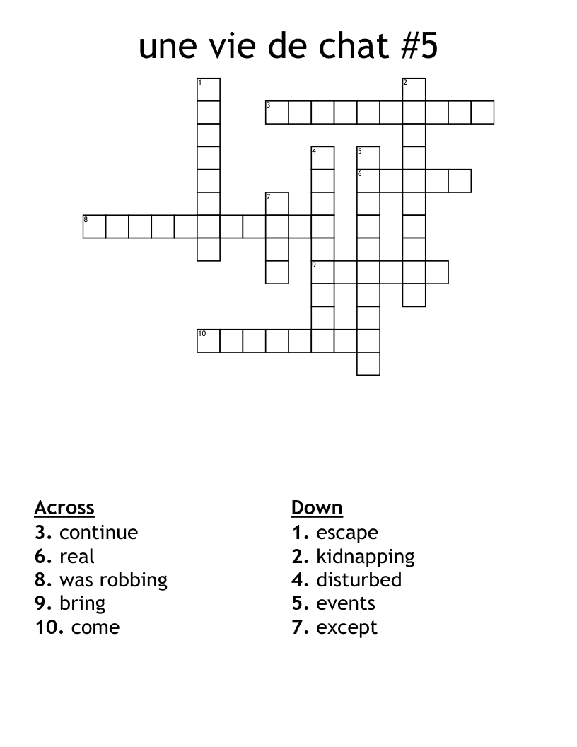 une vie de chat #5 Crossword