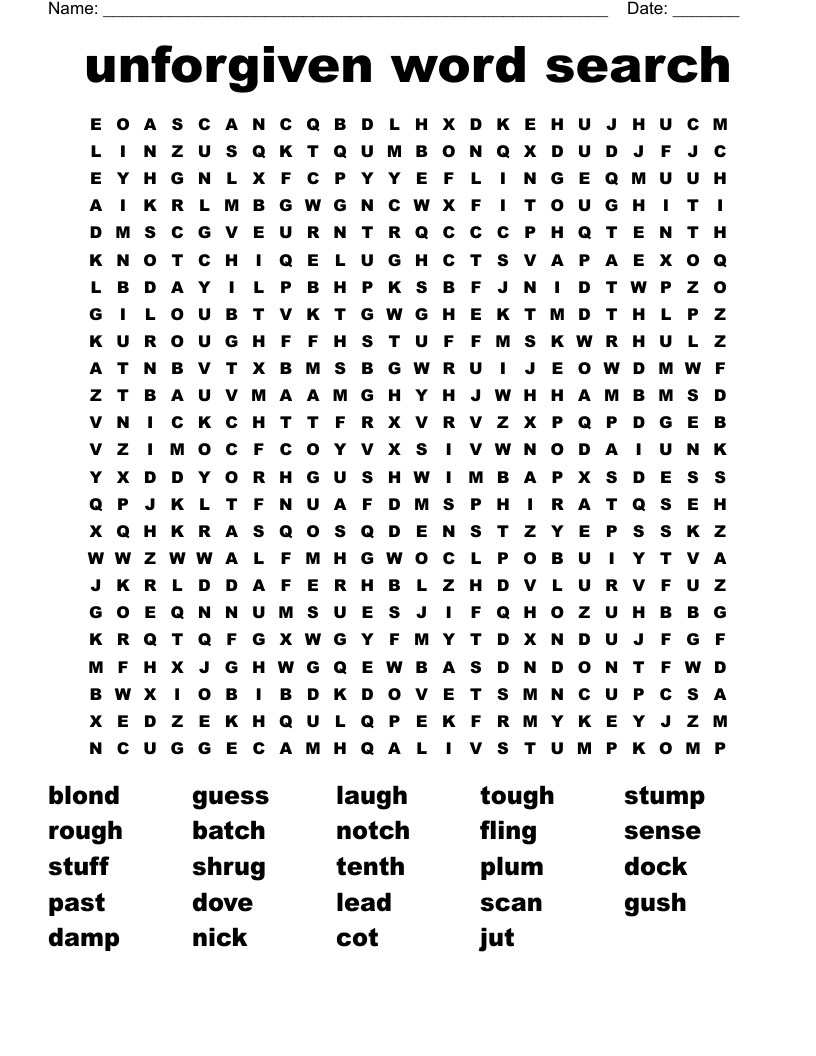unforgiven word search