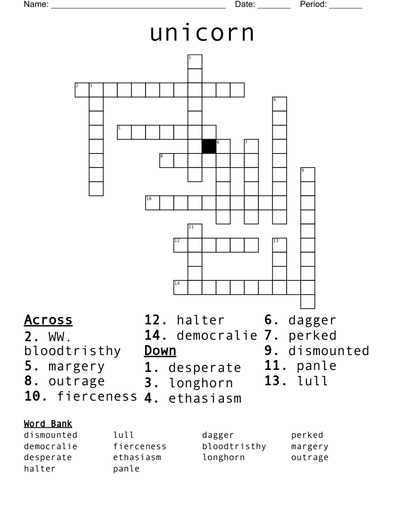 unicorn Crossword