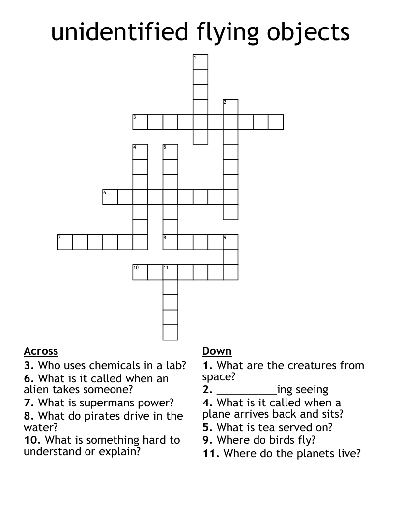 unidentified flying objects Crossword