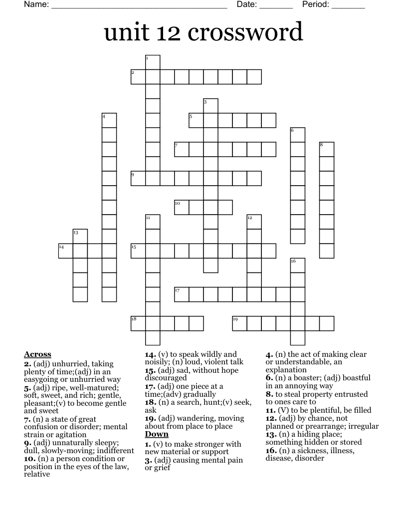 unit 12 crossword