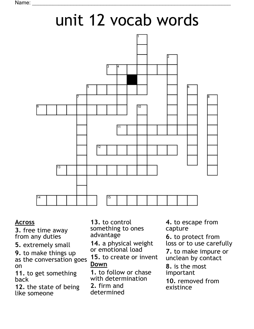 unit 12 vocab words  Crossword