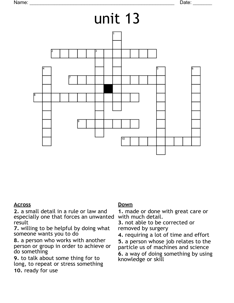 unit 13 Crossword