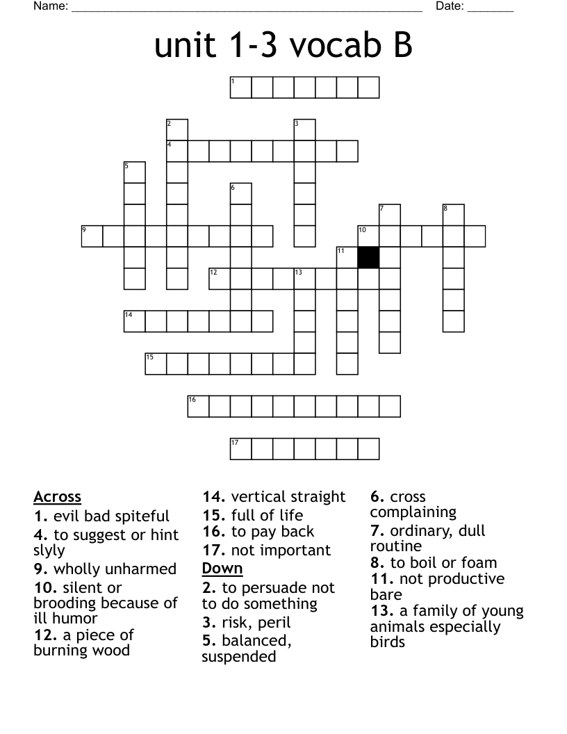 unit 1-3 vocab B Crossword
