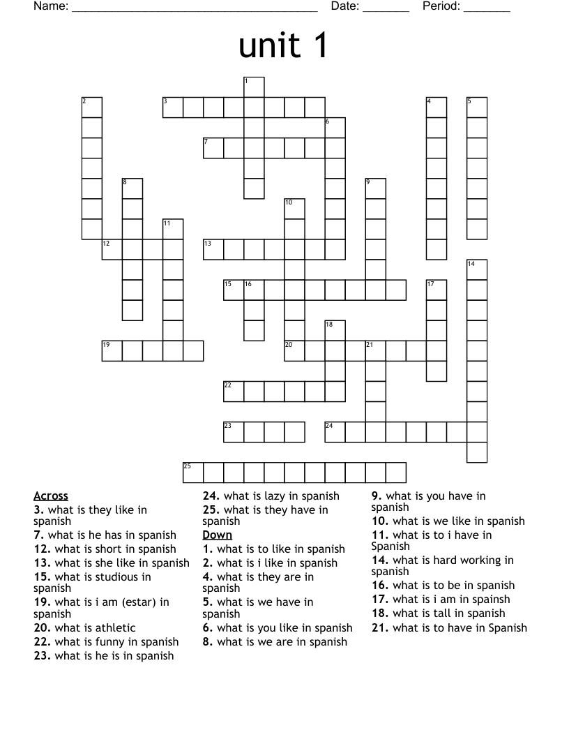 unit 1 Crossword