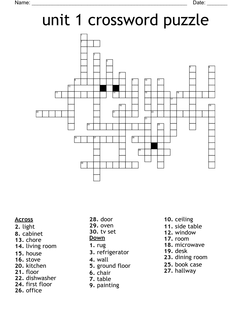 unit 1 crossword puzzle 