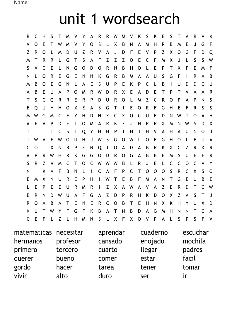 unit 1 wordsearch
