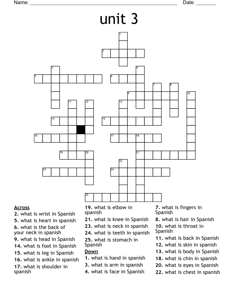 unit 3 Crossword