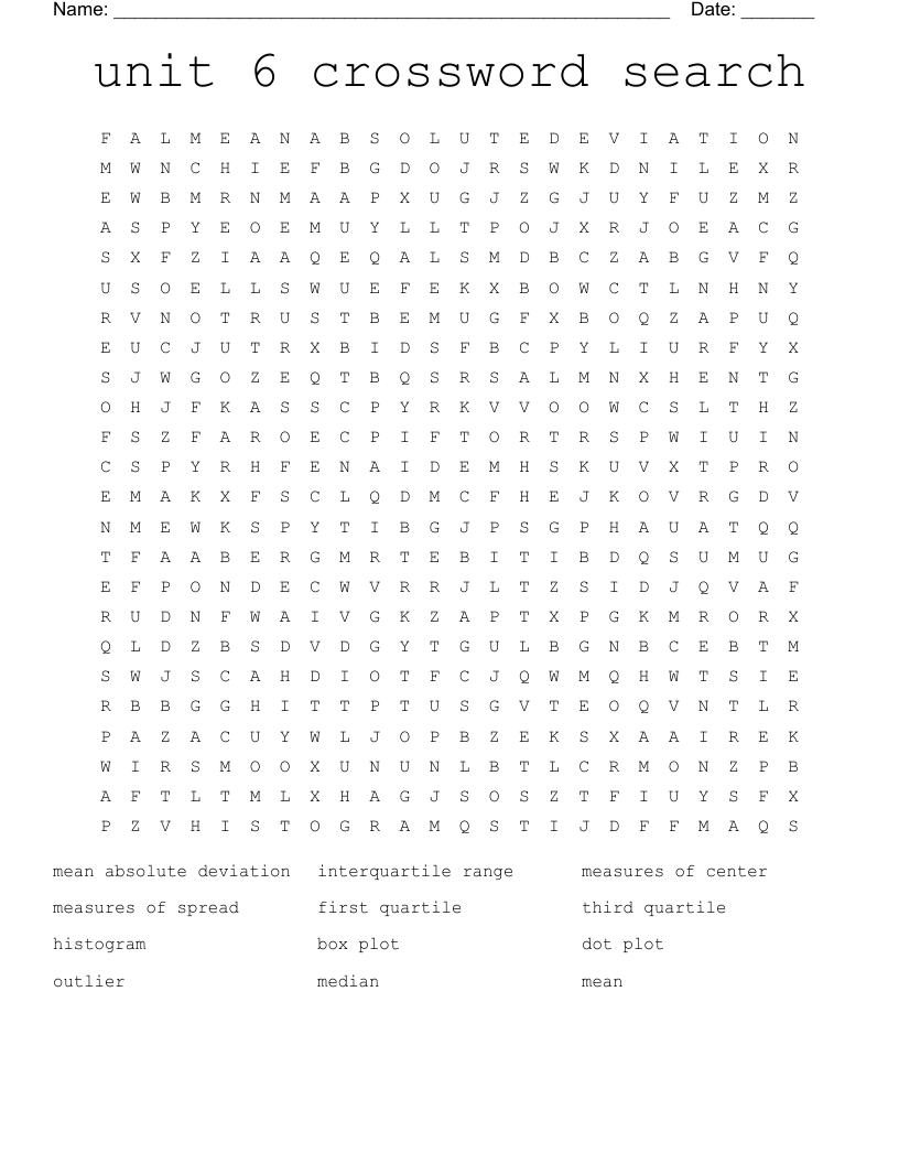unit 6 crossword search