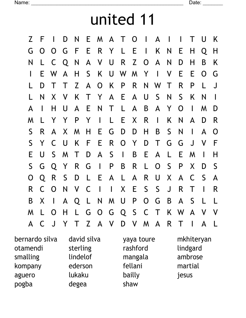 united 11 Word Search
